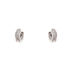 Brinco Argola Mini Abaloada Cravejada em Zircônia Banhada Em Ródio Branco