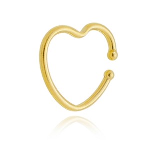 Brinco Piercing Falso Coração Banhado a Ouro 18k