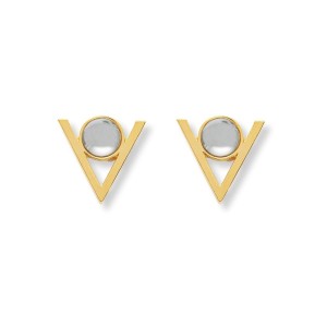 Brinco Triângulo Dourado e Pedra Branco Cristal