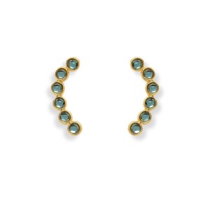 Brinco Ear Cuff Dourado Chakras Cor Azul Claro