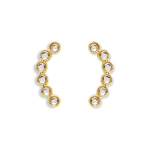 Brinco Ear Cuff Dourado Chakras Cor Branco Cristal