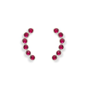 Brinco Ear Cuff Prateado Chakras Cor Vermelho