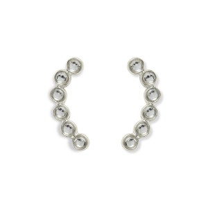 Brinco Ear Cuff Prateado Chakras Cor Branco Cristal