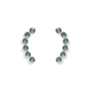 Brinco Ear Cuff Prateado Chakras Cor Azul