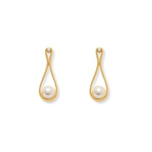 Brinco Gota Aberta Dourado com Pérola