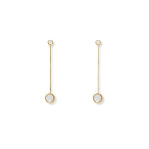 Brinco Palito Dourado com Pedra Cristal na Base e na Ponta