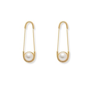 Brinco Aro Duplo pendurado em Dourado com Pérola