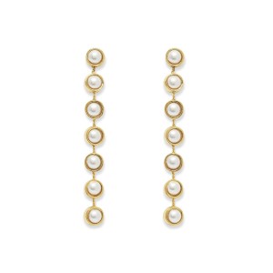 Brinco 7 Ckacras em Pérola e dourado