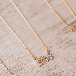 Colar Patinha Love Cravejado em Zircônia 45cm Banhado a Ouro 18k
