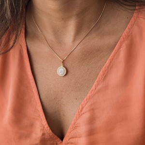 Colar Mandala Cravejado Zircônia Banhado a Ouro 18k