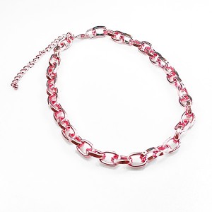 Colar Corrente Elo Cadeado Rosa 43 cm