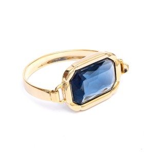 Pulseira Bracelete com Pedra Retangular Azul e Dourado