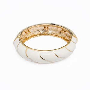 Pulseira Bracelete Mar Dourado com Esmaltado em Branco