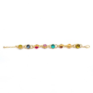 Pulseira Ponto de Luz Colorida e Dourada
