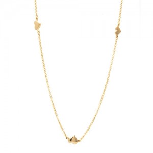 Colar Elo Portugues 70cm com Coração Banhado a Ouro 18k