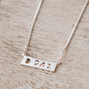 Colar Placa Paz 45 cm Prata 925