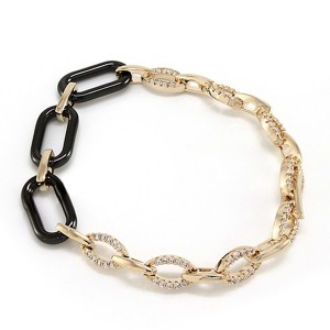 Pulseira Elos Cravejado e Chumbo Banhado a Ouro 18k