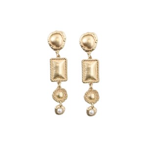 Brinco Placas Geométricas Dourado Fosco