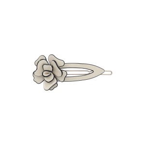Prendedor Flor Grampo em Acrílico Off White