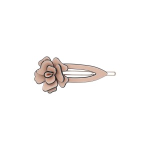 Prendedor Flor Grampo em Acrílico Bege
