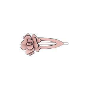 Prendedor Flor Grampo em Acrílico Rosa Claro