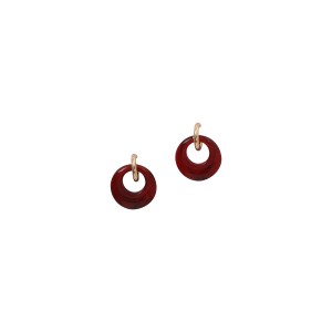 Brinco Argola Resina Tropical Vermelho Mesclado com Dourado