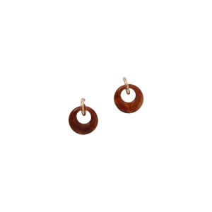 Brinco Argola Resina Tropical Caramelo Mesclado com Dourado