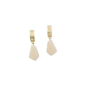 Brinco Gota Acrílico Branco com Base Dourado