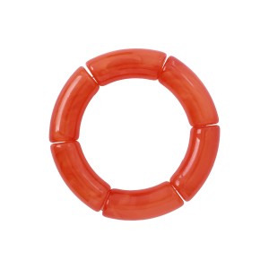 Pulseira Gomos Ovalados Resina Laranja Mesclado 
