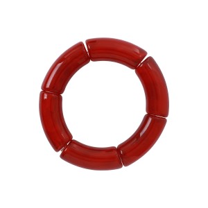 Pulseira Gomos Ovalados Resina Vermelho Mesclado 