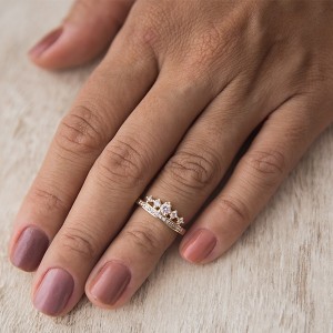 Anel Falange Coroa com Zircônia Banhado a Ouro 18k
