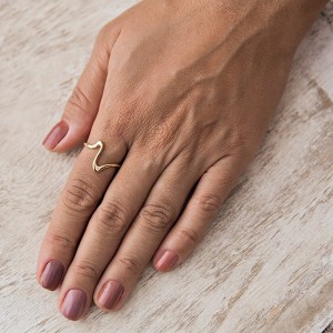 Anel Onda Liso Banhado a Ouro 18k