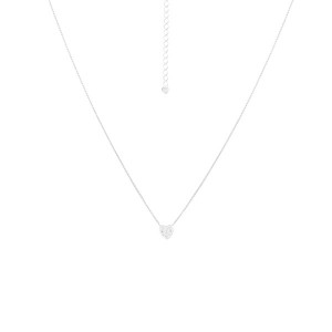  Colar Coração Mini Cravejado em Zircônia Branca Cristal Prata 925