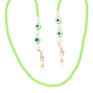 Corrente Óculos/Máscara Olho Grego com Miçanga Verde