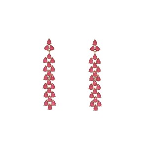 Brinco Cascata Zircônia Rosa Escuro Banhado a Ouro 18k