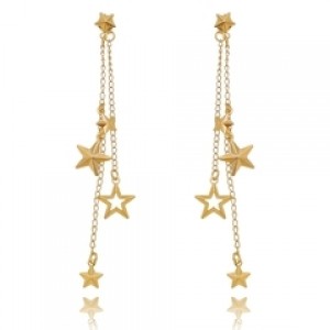 Brinco Estrelas no Fio Banhado a ouro 18k