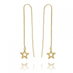 Brinco Estrela no Fio Palito Banhado a Ouro 18k