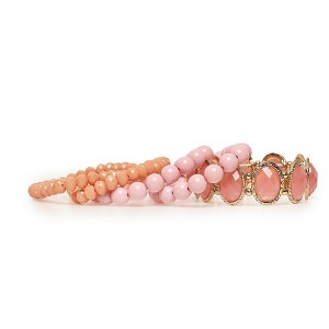 Kit Pulseiras Rosa com Dourado