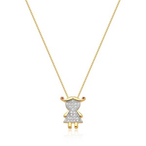 Colar Menina Cravejado em Zircônia 42cm Banhado a Ouro 18k