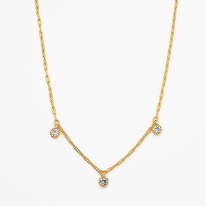 Colar Choker Ponto de Luz Triplo 35 cm Banhado a Ouro 18k