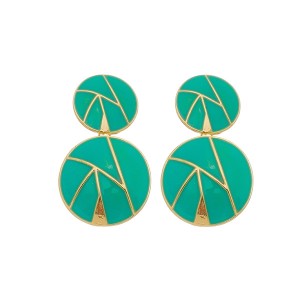 Brinco Círculo Esmaltado em Azul e Dourado