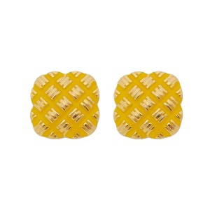Brinco Quadrado Esmaltado Amarelo e Dourado