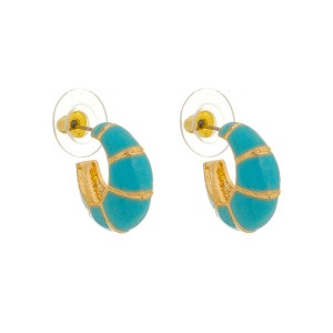 Brinco Argola Camadas PP Esmaltado em Azul e Dourado
