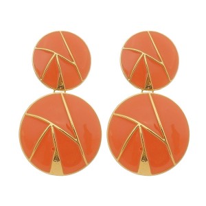 Brinco Círculo Esmaltado em Rosé e Dourado