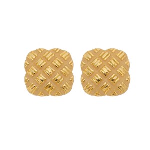 Brinco Quadrado Esmaltado Bege e Dourado