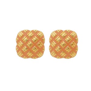 Brinco Quadrado Esmaltado Rosa e Dourado