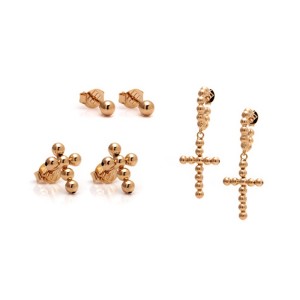 Kit Brinco Cruz e bolinha banhado a Ouro 18k
