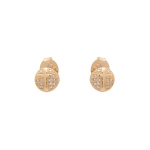 Brinco Bola cravejada em zircônia com detalhe em cruz banhado a Ouro 18k