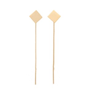 Brinco Fio Palito com Base Quadrada Banhado a Ouro 18k