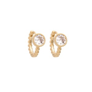 Brinco Argola Bordado Solitário Banhado a Ouro 18k